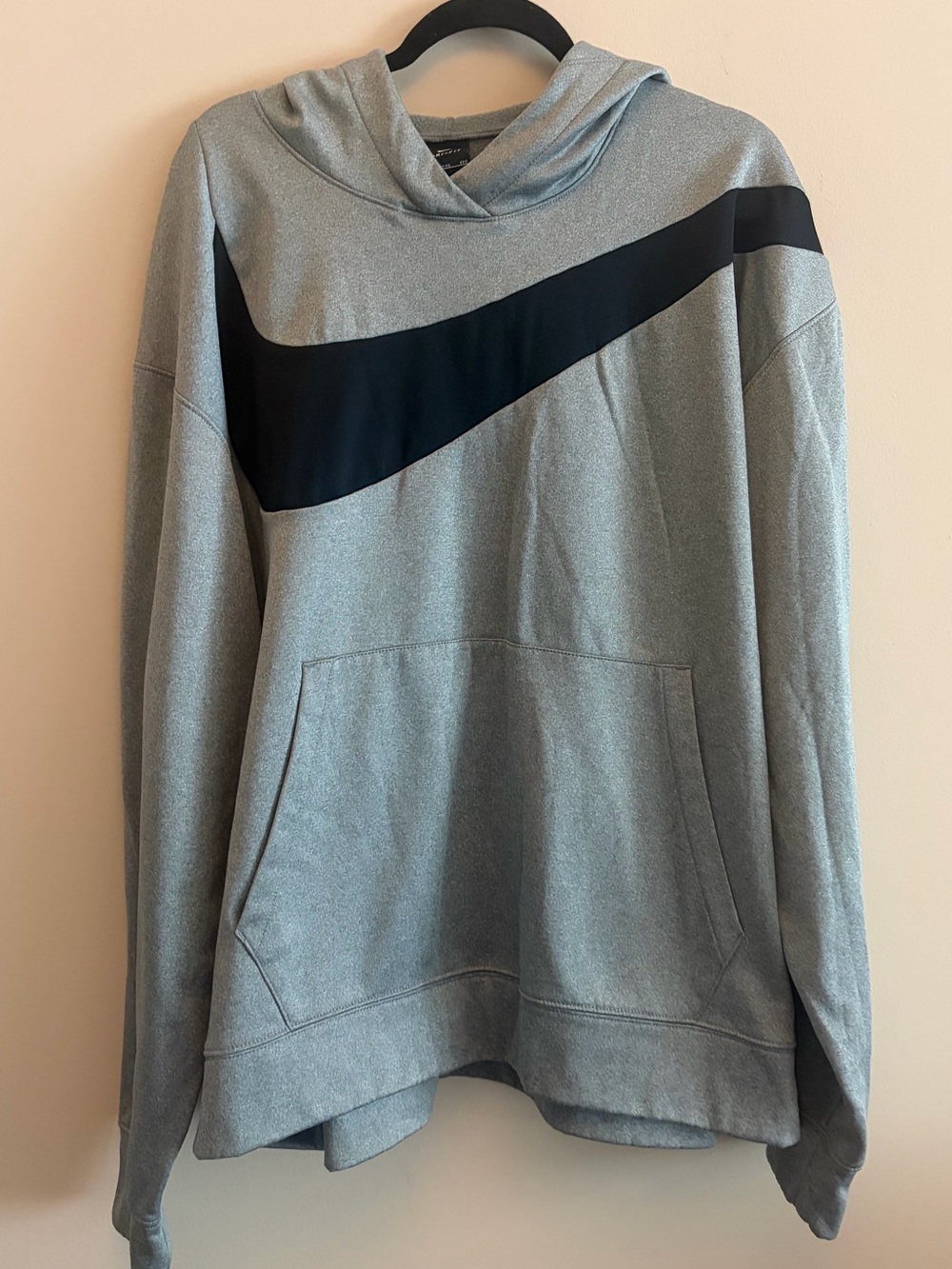Nike Dri-Fit Gray Hoodie Sweatshirt with Black Swoosh Women’s Size 2XL